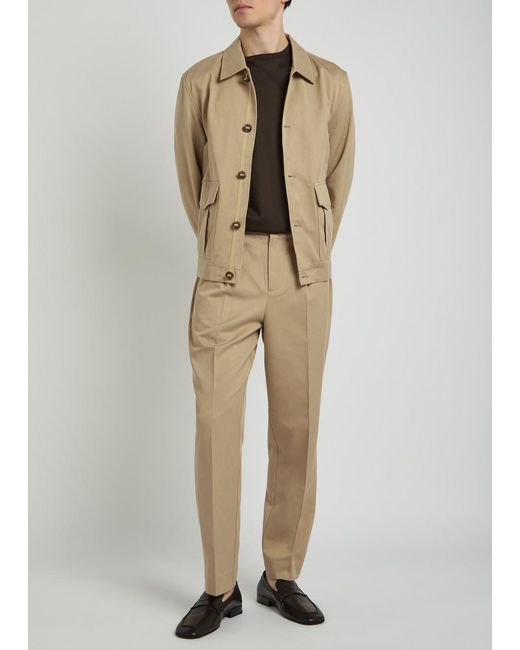 Wax London Natural Aubyn Tapered-Leg Twill Trousers for men