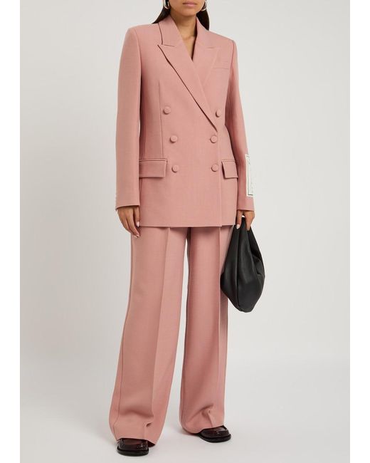 Erdem Pink Double Breasted Twill Blazer