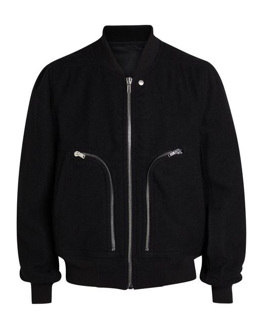 Rick Owens Black Bauhaus Flight Wool Bomber Jacket for men