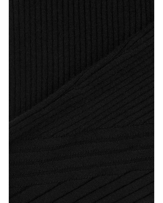 Varley Black Mocado Ribbed-knit leggings