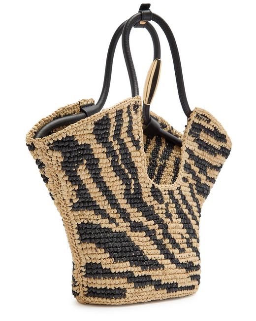 Zimmermann Pink Goldentime Crochet Raffia Tote