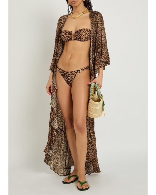 Melissa Odabash Brown Prague-Print Strapless Bikini Top