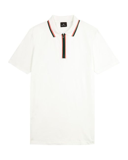 PS by Paul Smith White Stripe-trimmed Stretch-cotton Polo Shirt for men