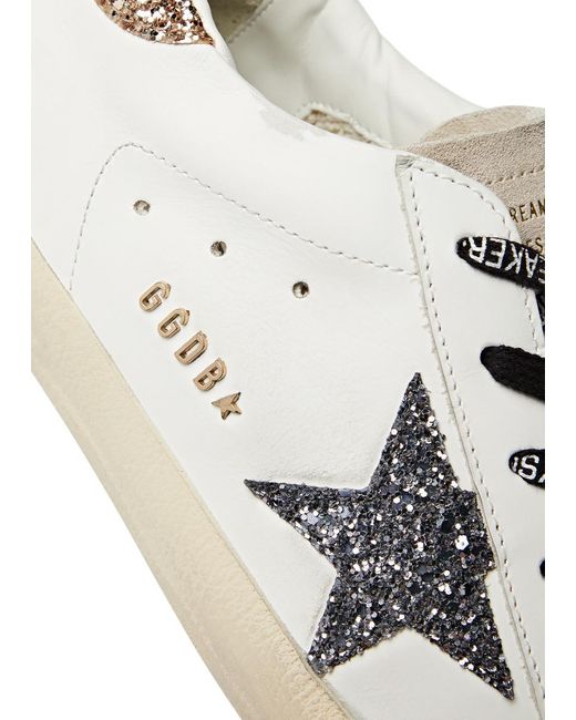 Golden Goose Deluxe Brand White Super-star Glittered Leather Sneakers