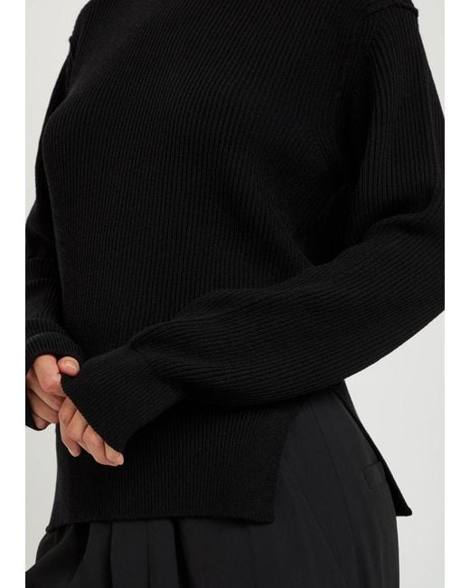 Rick Owens Black Fisherman Ribbed Wool Jumper