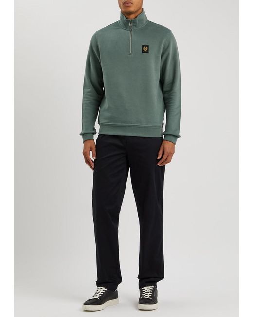 Belstaff Green Half-zip Logo Cotton Sweatshirt for men