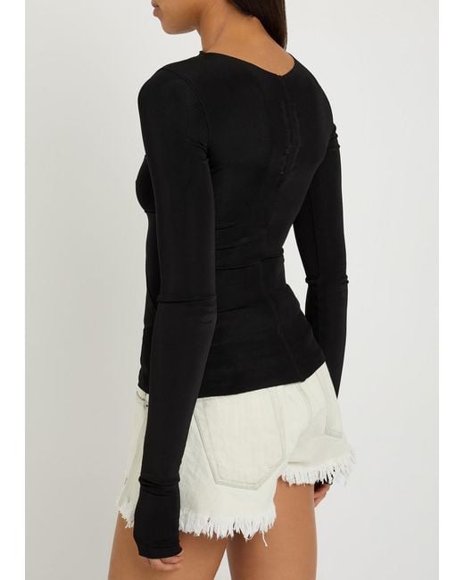 Rick Owens Black Temple Stretch-Jersey Top