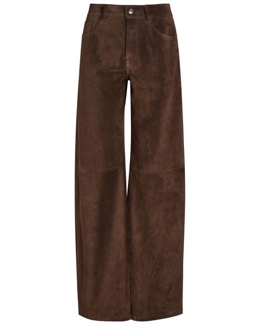 ARMARIUM Brown Luke Wide-Leg Suede Trousers