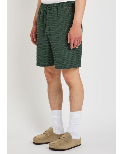 Les Deux Green Checked Seersucker Shorts for men