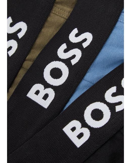 Boss Blue Stretch-Cotton Boxer Briefs for men