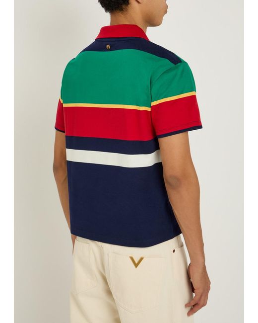 Versace Blue Striped Layered Cotton T-Shirt for men