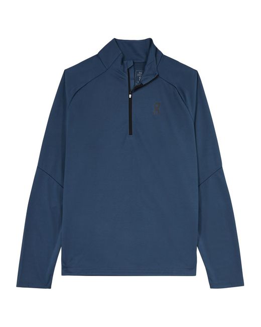 On Shoes Blue Climate Half-Zip Stretch-Jersey Sweatshirt for men