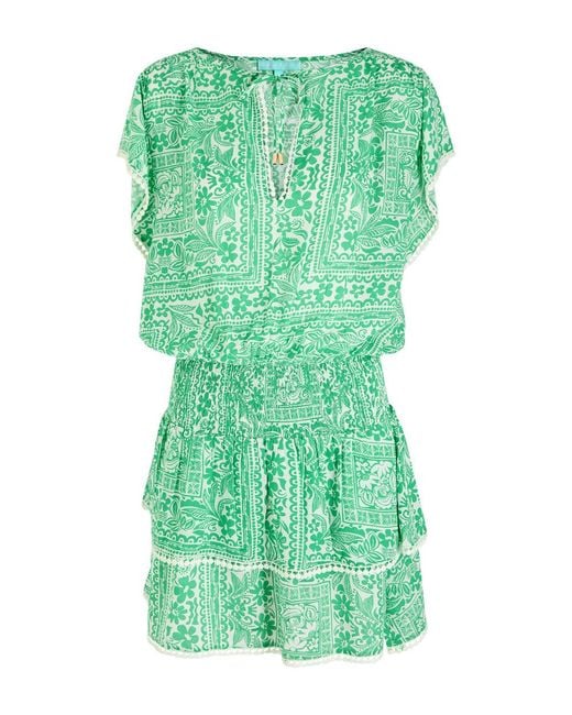 Melissa Odabash Green Keri Printed Mini Dress
