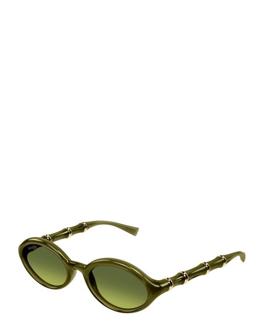 Gucci Green Round-Frame Sunglasses