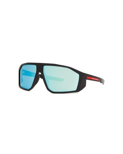 Prada Linea Rossa Blue Sporty Sunglasses, Designer-Stamped Iridescent Lenses, Designer-Stamped Arms, 100% Uv Protection for men