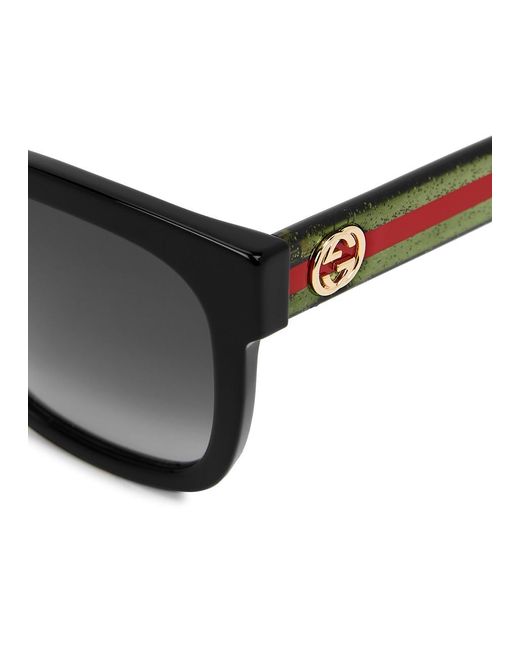 Gucci Black Striped Wayfarer-Style, Designer Sunglasses, Lenses