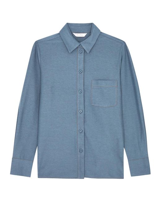 Max Mara Blue Arcadia Stretch-Jersey Shirt