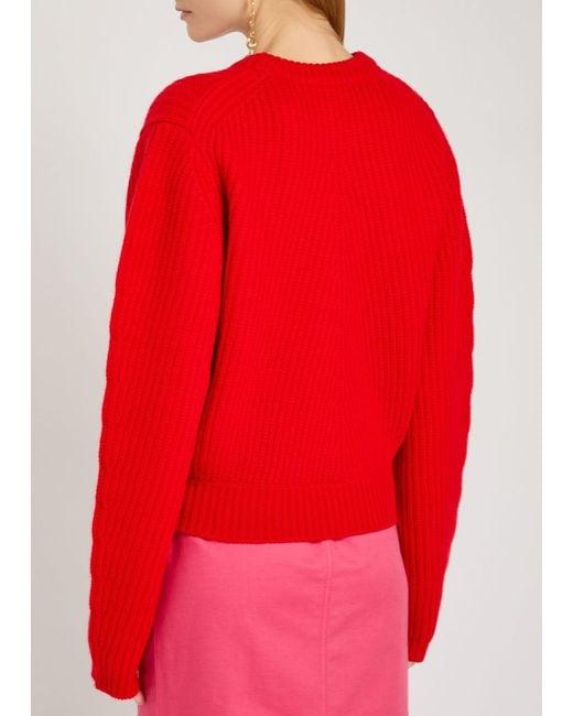 Chloé Red Logo Wool And Cashmere-Blend Jumper