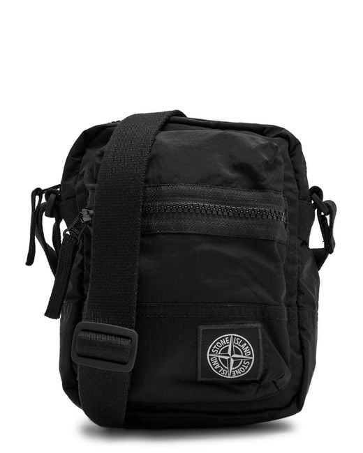 Stone Island Black Logo-Appliquéd Nylon Pouch Bag for men