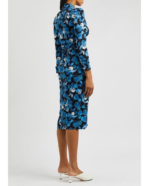 Diane von Furstenberg Blue Sheska Printed Stretch-jersey Midi Dress