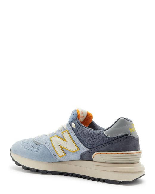 New Balance Blue 574 Panelled Suede Sneakers