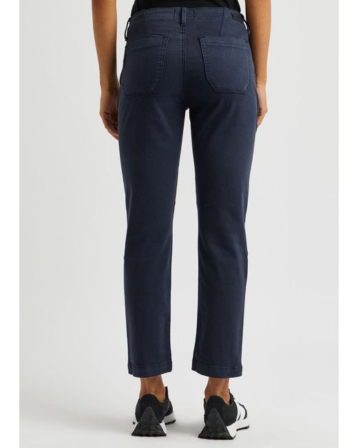 PAIGE Blue Mayslie Cropped Straight-leg Jeans