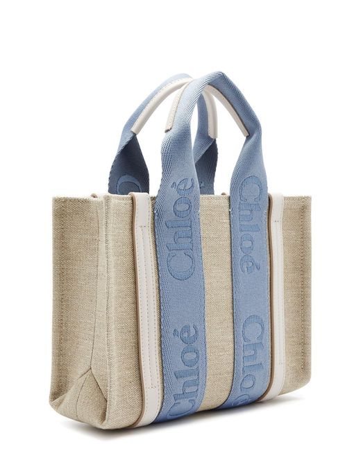 Chloé Blue Woody Small Canvas Tote