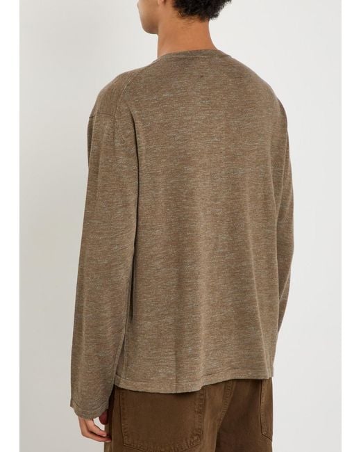 The Elder Statesman Brown Lenny Round-Neck Wool-Blend Henley Top for men