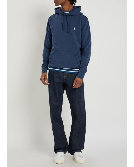 Polo Ralph Lauren Blue Logo-Embroidered Hooded Cotton Sweatshirt for men