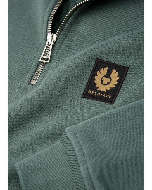 Belstaff Green Half-zip Logo Cotton Sweatshirt for men
