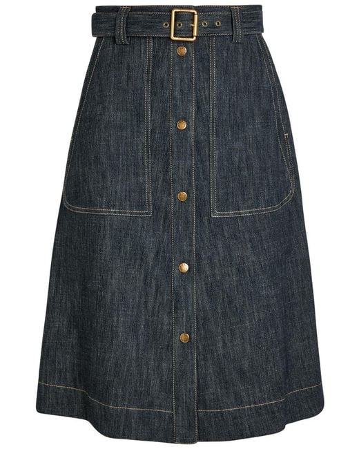 Moncler Black Belted Stretch- Midi Skirt