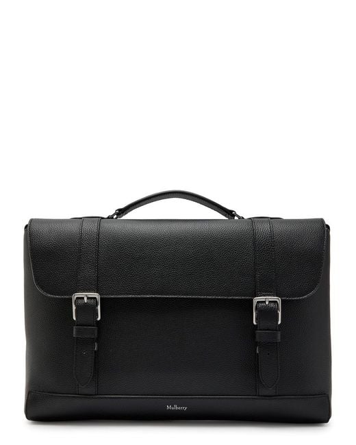 Mulberry Black Chiltern Grained Leather Brief Case for men