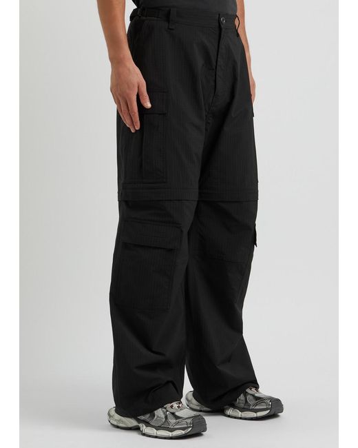 Balenciaga Gray Logo-Embroidered Shell Cargo Trousers for men