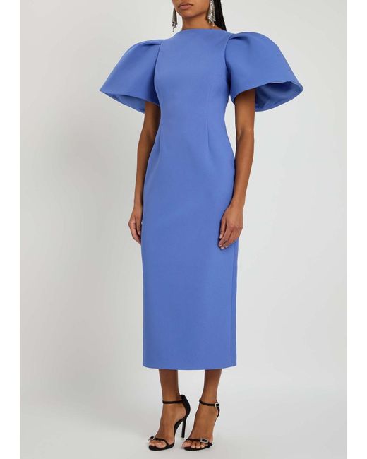 Solace London Blue Lora Crepe Midi Dress