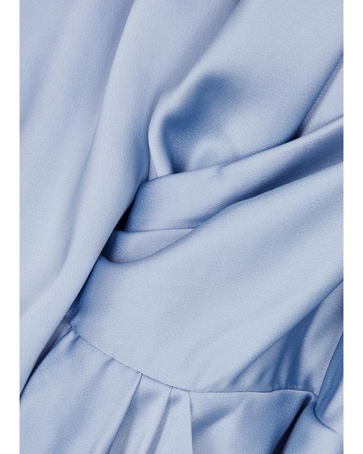 Jonathan Simkhai Blue Talita Draped Satin Midi Dress