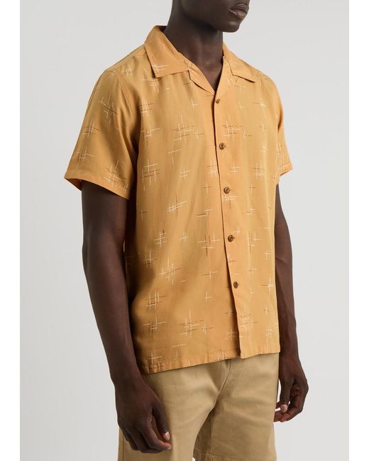 Nudie Jeans Yellow Arvid Printed Woven Shirt for men