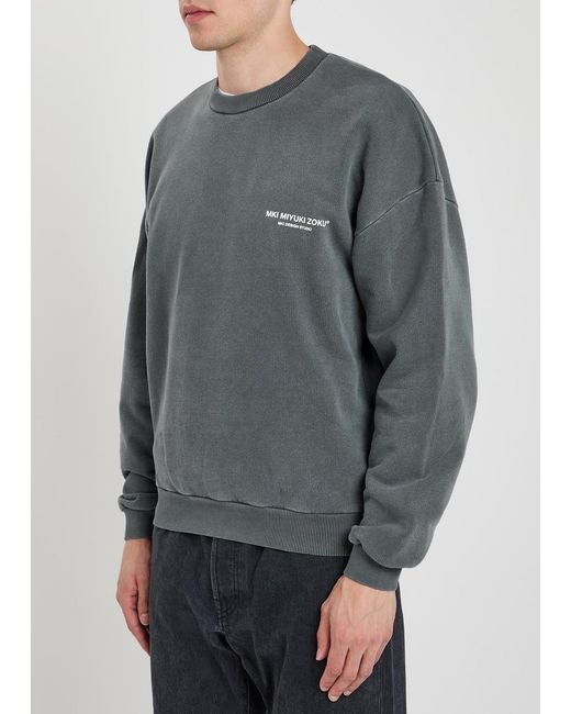 MKI Miyuki-Zoku Gray Design Studio Logo-Print Cotton-Blend Sweatshirt for men