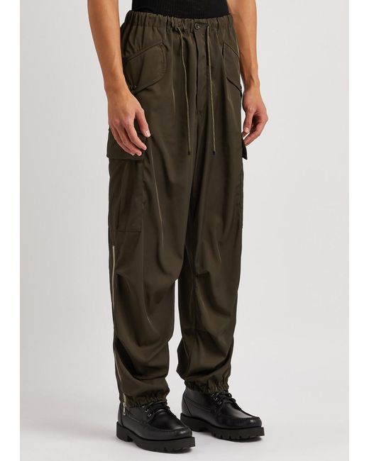 Dries Van Noten Green Pentin Nylon Cargo Trousers for men