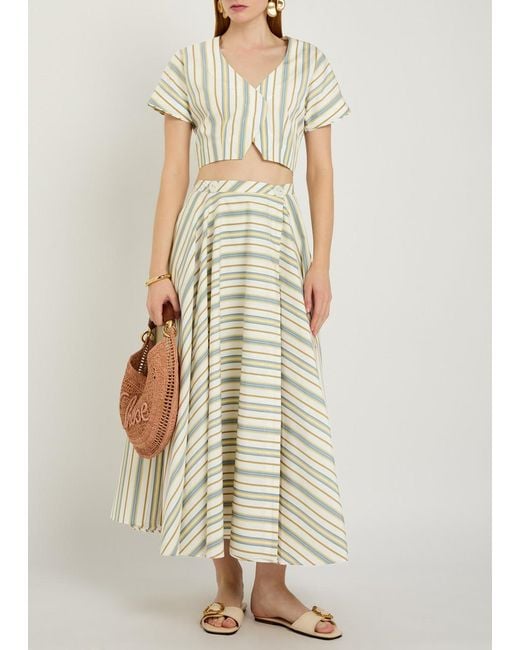 Thierry Colson White Bianca Striped Cotton-Poplin Blouse