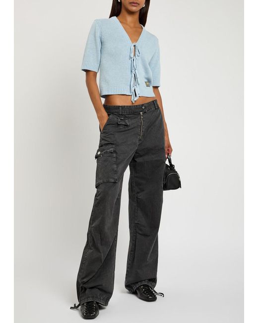 Ganni Black Washed Cotton Trousers