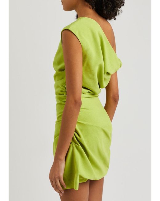 Paris Georgia Green Remmy One-shoulder Draped Mini Dress