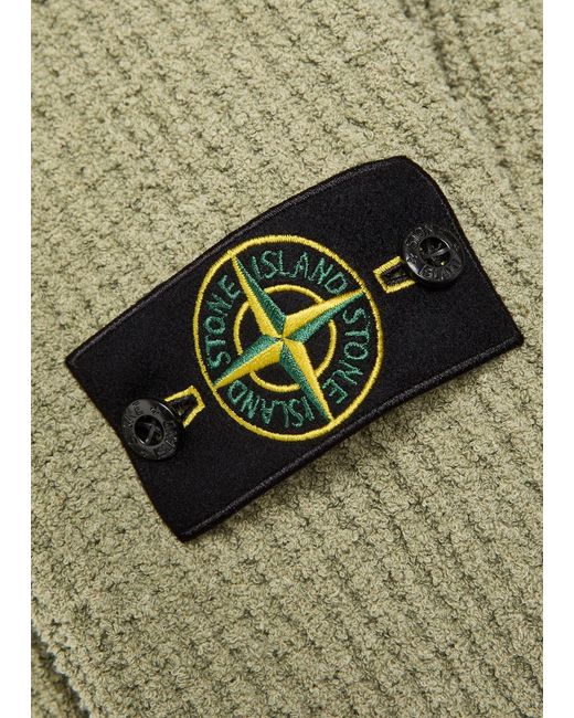 Stone Island Green Ribbed Bouclé Cotton-Blend Jumper for men