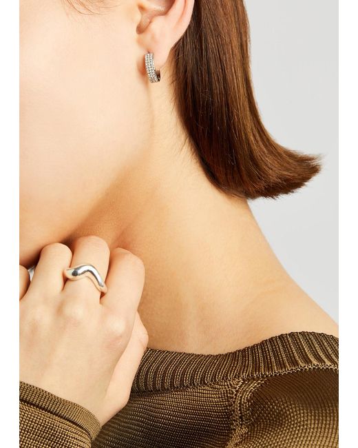 COACH White Crystal-embellished Hoop Earrings
