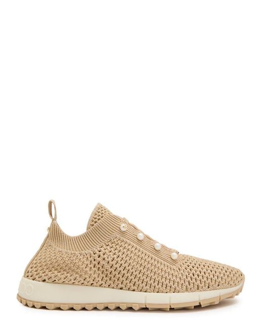 Jimmy Choo Natural Veles Mesh-Knit Sneakers