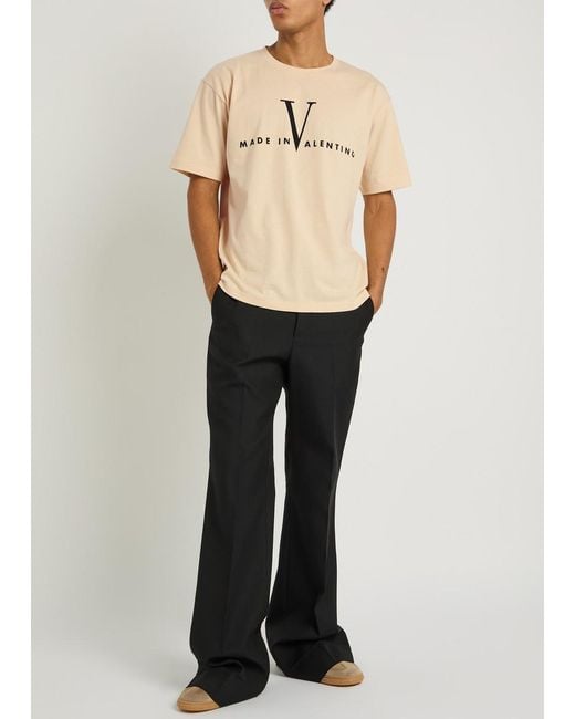 Valentino Garavani Natural Logo-Print Cotton T-Shirt for men