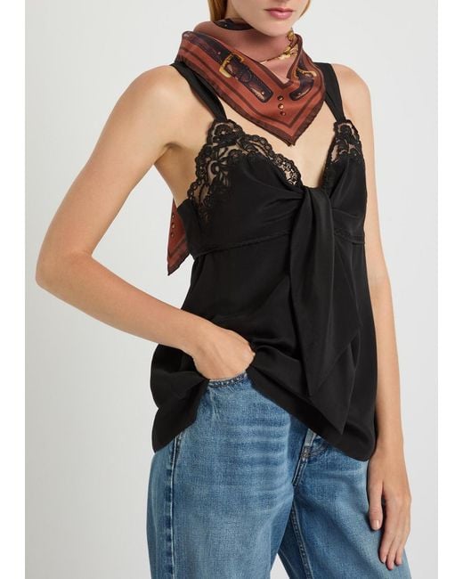 Chloé Brown Paddington Printed Silk Scarf