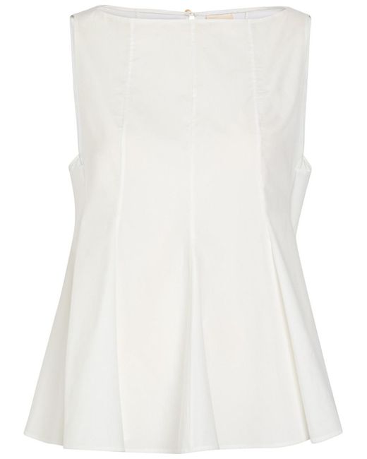 Khaite White Marita Peplum Cotton-Poplin Top