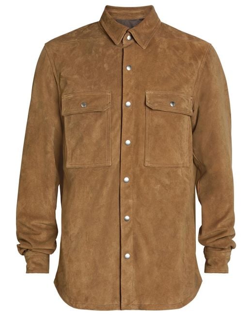 Rick Owens Brown Suede Overshirt for men
