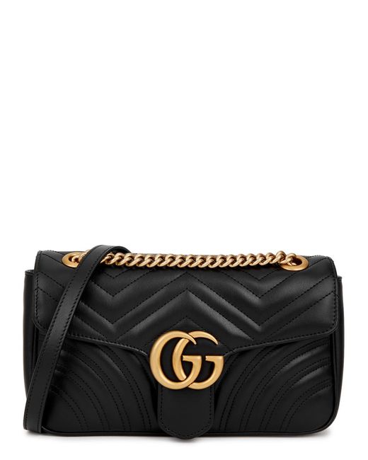 Gucci Black gg Marmont Small Leather Shoulder Bag