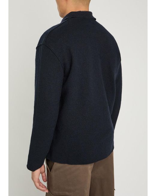 NN07 Blue Jonas Knit Wool Jacket for men